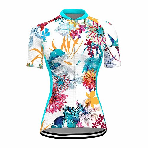 21Grams Women's Cycling Jersey Short Sleeve Bike Top with 3 Rear Pockets Mountain Bike MTB Road Bike Cycling Breathable Quick Dry Moisture Wicking Reflective Strips Sky Blue Floral Botanical
21Grams Women's Cycling Jersey Short Sleeve Bike Top with 3 Rear Pockets Mountain Bike MTB Road Bike Cycling Breathable Quick Dry Moisture Wicking Reflective Strips Sky Blue Floral Botanical