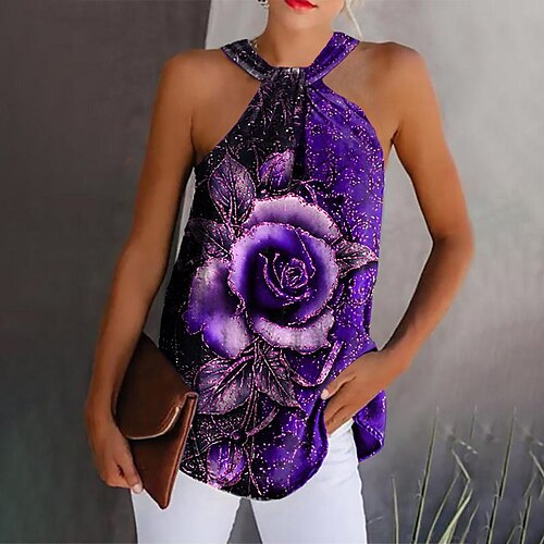 Women's Tank Top Shirt Green Blue Purple 3D Flower Print Sleeveless Holiday Weekend Casual Round Neck Regular Floral S
Women's Tank Top Shirt Green Blue Purple 3D Flower Print Sleeveless Holiday Weekend Casual Round Neck Regular Floral S