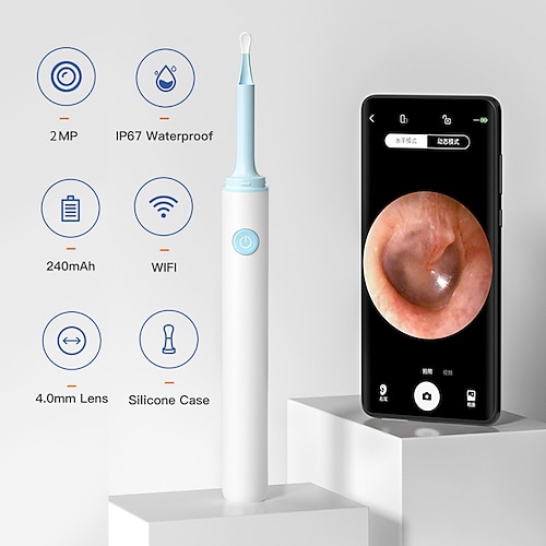 

FC Ear Otoscope Endoscope Wax Removal 2 mp Recording Image and Video Function Portable LED Light Personal Care