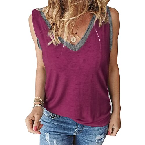 Women's summer v-neck can be worn outside sleeveless vest contrast color fake two-piece vest women
Women's summer v-neck can be worn outside sleeveless vest contrast color fake two-piece vest women