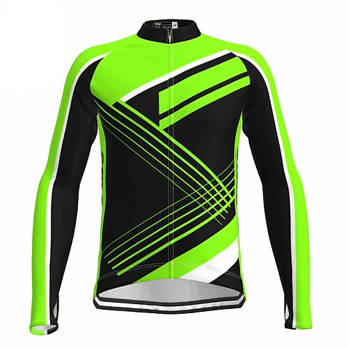 21Grams Men's Cycling Jersey Long Sleeve Bike Top with 3 Rear Pockets Mountain Bike MTB Road Bike Cycling Warm Moisture Wicking Reflective Strips Back Pocket Green Purple Yellow Stripes Polyester
21Grams Men's Cycling Jersey Long Sleeve Bike Top with 3 Rear Pockets Mountain Bike MTB Road Bike Cycling Warm Moisture Wicking Reflective Strips Back Pocket Green Purple Yellow Stripes Polyester