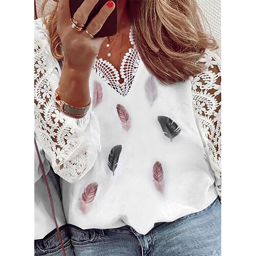 Women's Plus Size Tops Blouse Shirt Graphic Lace Print Long Sleeve Crewneck Streetwear Daily Going out Polyester Fall Winter White
Women's Plus Size Tops Blouse Shirt Graphic Lace Print Long Sleeve Crewneck Streetwear Daily Going out Polyester Fall Winter White