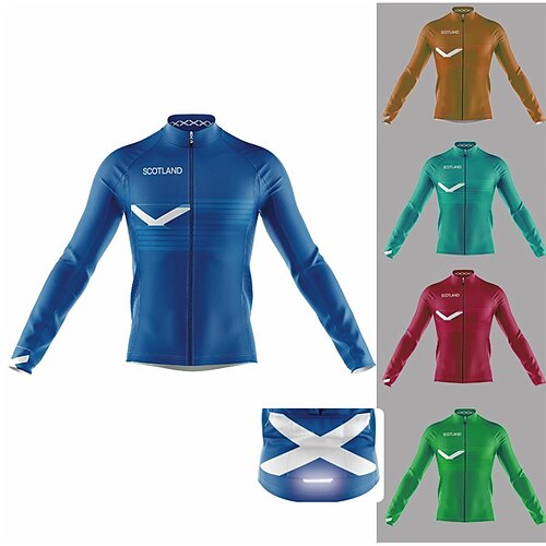 21Grams Men's Cycling Jersey Long Sleeve Bike Top with 3 Rear Pockets Mountain Bike MTB Road Bike Cycling Breathable Quick Dry Moisture Wicking Reflective Strips Green Sky Blue Red Scotland Polyester
21Grams Men's Cycling Jersey Long Sleeve Bike Top with 3 Rear Pockets Mountain Bike MTB Road Bike Cycling Breathable Quick Dry Moisture Wicking Reflective Strips Green Sky Blue Red Scotland Polyester