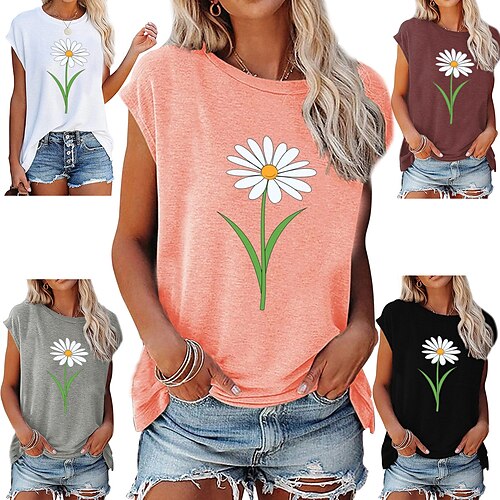 Women's T shirt Tee Pink Wine Gray Floral Print Short Sleeve Casual Weekend Basic Round Neck Regular Floral Painting S
Women's T shirt Tee Pink Wine Gray Floral Print Short Sleeve Casual Weekend Basic Round Neck Regular Floral Painting S