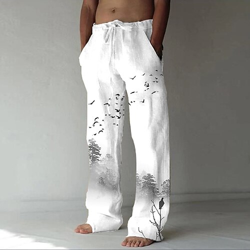 Men's Casual Pants Straight Leg Chinoiserie Graphic Prints Ink Painting Pattern Trousers With Side Pockets Drawstring Elastic Waist Yoga Pants Daily Breathable Soft Mid Waist White S
Men's Casual Pants Straight Leg Chinoiserie Graphic Prints Ink Painting Pattern Trousers With Side Pockets Drawstring Elastic Waist Yoga Pants Daily Breathable Soft Mid Waist White S