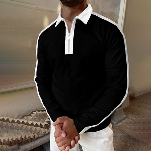 Herre POLO T-skjorte Zip Polo Arbeid Avslappet Klassisk krage Quarter Zip Langermet Mote Gatemote Fargeblokk Lapper Glidelås Høst vinter Normal Svart POLO T-skjorte
Herre POLO T-skjorte Zip Polo Arbeid Avslappet Klassisk krage Quarter Zip Langermet Mote Gatemote Fargeblokk Lapper Glidelås Høst vinter Normal Svart POLO T-skjorte