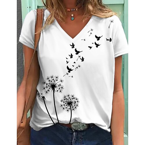 Women's Casual Holiday Weekend Floral Butterfly Painting T shirt Tee Butterfly Dandelion Short Sleeve Print V Neck Basic Tops White Black S / 3D Print
Women's Casual Holiday Weekend Floral Butterfly Painting T shirt Tee Butterfly Dandelion Short Sleeve Print V Neck Basic Tops White Black S / 3D Print