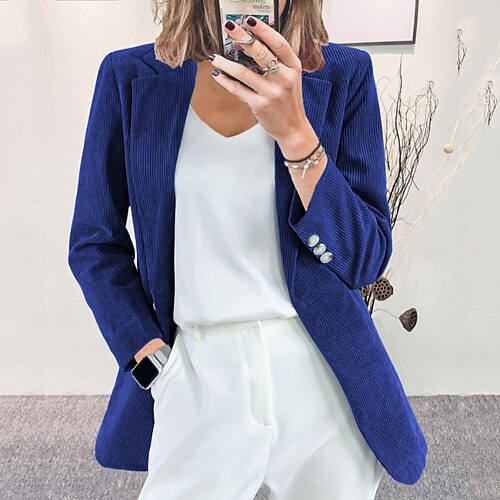 Dame Blazer udendørs Daglig I-byen-tøj Forår Sommer Normal Frakke Regulær Åndbart Gade Afslappet Jakker Langærmet Helfarve Lomme Sø blå Sort Blå
Dame Blazer udendørs Daglig I-byen-tøj Forår Sommer Normal Frakke Regulær Åndbart Gade Afslappet Jakker Langærmet Helfarve Lomme Sø blå Sort Blå