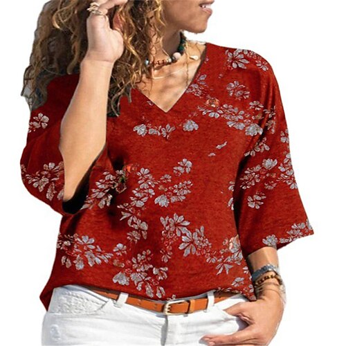 Women's Plus Size Tops Blouse Shirt Floral Print Short Sleeve V Neck Streetwear Daily Going out Polyester Fall Spring Black Blue
Women's Plus Size Tops Blouse Shirt Floral Print Short Sleeve V Neck Streetwear Daily Going out Polyester Fall Spring Black Blue