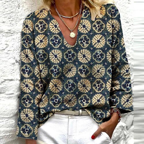 Women's Shirt Blue Yellow Graphic Print Long Sleeve Casual Weekend Streetwear V Neck Regular S / 3D Print
Women's Shirt Blue Yellow Graphic Print Long Sleeve Casual Weekend Streetwear V Neck Regular S / 3D Print