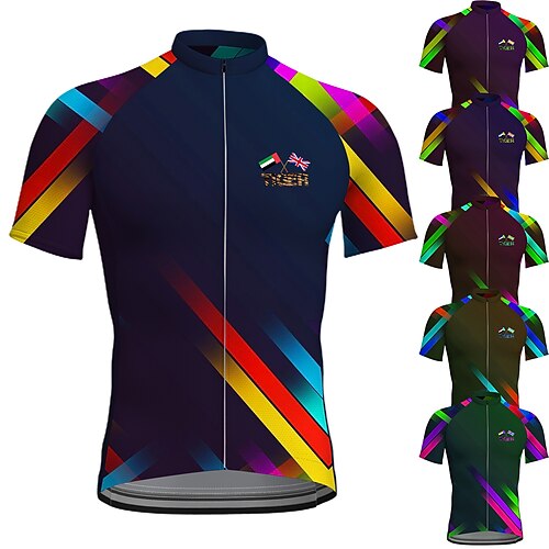 21Grams Men's Cycling Jersey Short Sleeve Bike Jersey Top with 3 Rear Pockets Mountain Bike MTB Road Bike Cycling Breathable Quick Dry Moisture Wicking Reflective Strips Green Purple Yellow Rainbow
21Grams Men's Cycling Jersey Short Sleeve Bike Jersey Top with 3 Rear Pockets Mountain Bike MTB Road Bike Cycling Breathable Quick Dry Moisture Wicking Reflective Strips Green Purple Yellow Rainbow