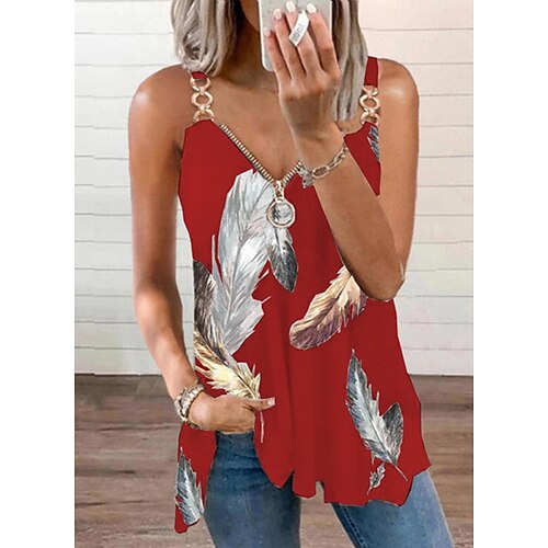 Women's Tank Top Shirt Blue Purple Red Feather Quarter Zip Print Sleeveless Daily Weekend Casual V Neck Regular S / 3D Print
Women's Tank Top Shirt Blue Purple Red Feather Quarter Zip Print Sleeveless Daily Weekend Casual V Neck Regular S / 3D Print