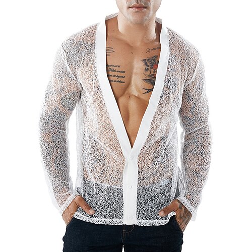Men's Shirt Solid Color V Neck White Black Outdoor Street Long Sleeve Button-Down Clothing Apparel Fashion Casual Breathable Comfortable
Men's Shirt Solid Color V Neck White Black Outdoor Street Long Sleeve Button-Down Clothing Apparel Fashion Casual Breathable Comfortable