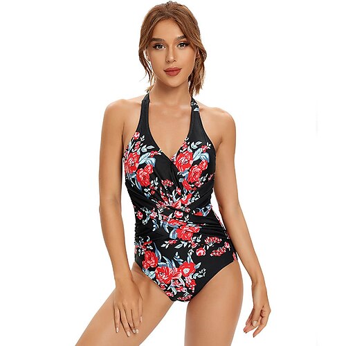 Women's One Piece Swimsuit Knotted Bodysuit Bathing Suit Floral / Botanical Swimwear Black Red UV Sun Protection Breathable Quick Dry Sleeveless - Swimming Surfing Beach Summer / Spandex / Stretchy
Women's One Piece Swimsuit Knotted Bodysuit Bathing Suit Floral / Botanical Swimwear Black Red UV Sun Protection Breathable Quick Dry Sleeveless - Swimming Surfing Beach Summer / Spandex / Stretchy