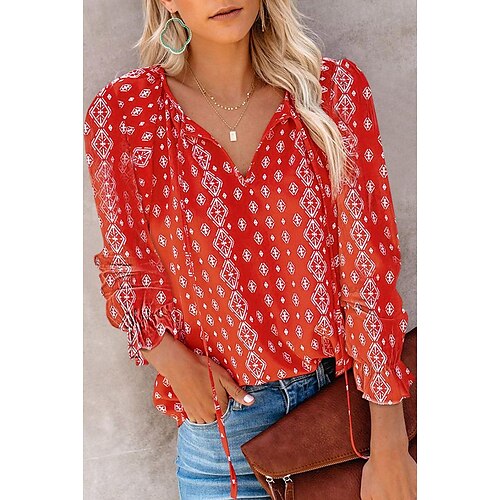 cross-border women's clothing flower printed shirt v-neck long-sleeved t-shirt top
cross-border women's clothing flower printed shirt v-neck long-sleeved t-shirt top