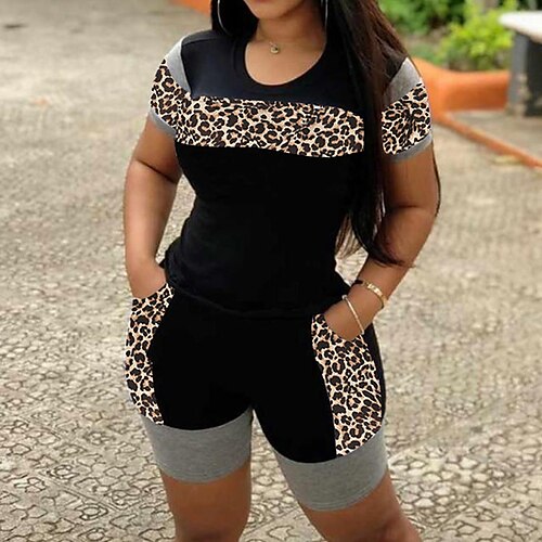 Women's Loungewear Sets Nighty 1 set Leopard Simple Fashion Comfort Home Street Daily Polyester Breathable Gift Crew Neck Short Sleeve T shirt Tee Shorts Elastic Waist Print Spring Summer Black Blue
Women's Loungewear Sets Nighty 1 set Leopard Simple Fashion Comfort Home Street Daily Polyester Breathable Gift Crew Neck Short Sleeve T shirt Tee Shorts Elastic Waist Print Spring Summer Black Blue