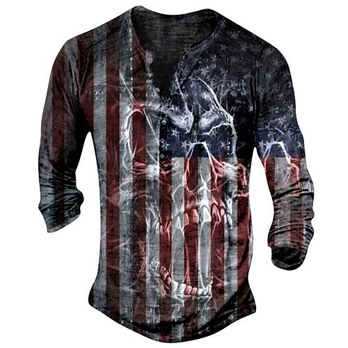 Hombre Camiseta Henley Shirt Tee Graphic Cráneos Bandera estadounidense Henley Rojo Impresión 3D Talla Grande Calle Casual Manga Larga Abotonar Estampado Ropa Algodón Básico Casual Clásico Grande y
Hombre Camiseta Henley Shirt Tee Graphic Cráneos Bandera estadounidense Henley Rojo Impresión 3D Talla Grande Calle Casual Manga Larga Abotonar Estampado Ropa Algodón Básico Casual Clásico Grande y