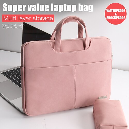 

Laptop Sleeves 13.3"" 14"" 15.6"" inch Compatible with Macbook Air Pro, HP, Dell, Lenovo, Asus, Acer, Chromebook Notebook Waterpoof Shock Proof With Handle PU Leather Solid Color for Business Office