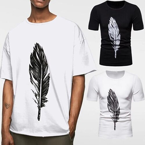 Hombre Camiseta Pluma Cuello Barco Blanco Negro Casual Diario Manga Corta Ropa Algodón Deportes Moda Ligeras Grande y alto / Verano
Hombre Camiseta Pluma Cuello Barco Blanco Negro Casual Diario Manga Corta Ropa Algodón Deportes Moda Ligeras Grande y alto / Verano