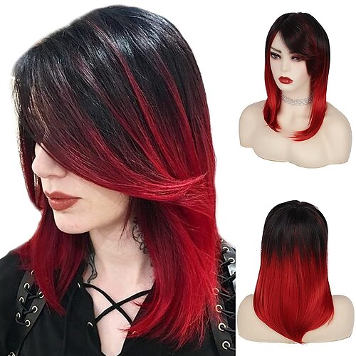 kvinners gradient svart rød parykk middels langt rett hår naturlig sidedel syntetisk hel parykk egnet for hverdagsfest halloween
kvinners gradient svart rød parykk middels langt rett hår naturlig sidedel syntetisk hel parykk egnet for hverdagsfest halloween