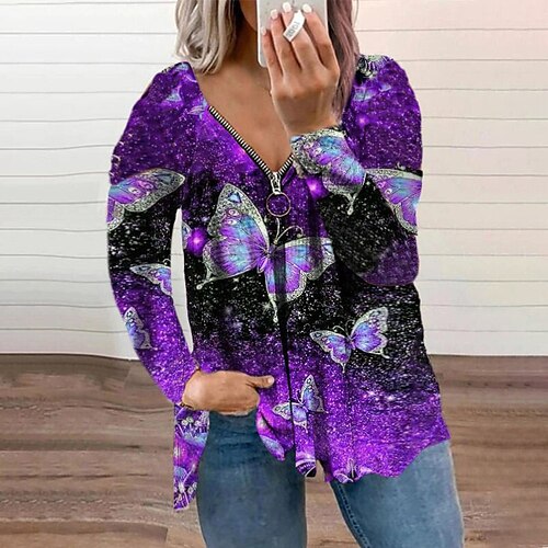 Women's Plus Size Tops Butterfly Animal Print Long Sleeve V Neck Casual Causal Daily Cotton Fall Spring Light Yellow Green / T Shirt Dress Tee Dress
Women's Plus Size Tops Butterfly Animal Print Long Sleeve V Neck Casual Causal Daily Cotton Fall Spring Light Yellow Green / T Shirt Dress Tee Dress