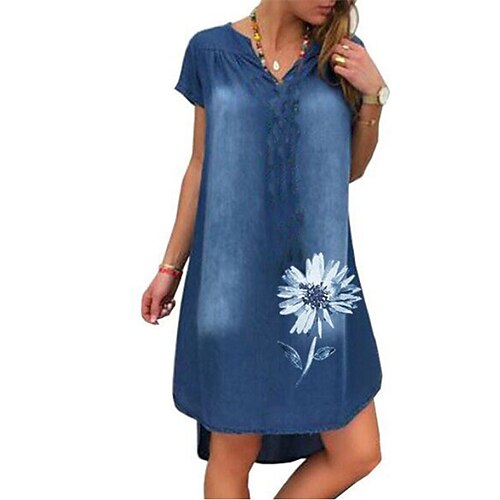 Women's Shift Dress Denim Dress Midi Dress Black Blue Yellow Short Sleeve Animal Split Spring Summer V Neck Weekend Loose Fit 2022 S M L XL XXL 3XL
Women's Shift Dress Denim Dress Midi Dress Black Blue Yellow Short Sleeve Animal Split Spring Summer V Neck Weekend Loose Fit 2022 S M L XL XXL 3XL