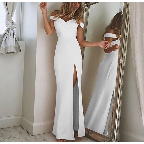 Mermaid / Trumpet Bridesmaid Dress Off Shoulder Sleeveless Sexy Floor Length Stretch Fabric with Split Front 2022
Mermaid / Trumpet Bridesmaid Dress Off Shoulder Sleeveless Sexy Floor Length Stretch Fabric with Split Front 2022