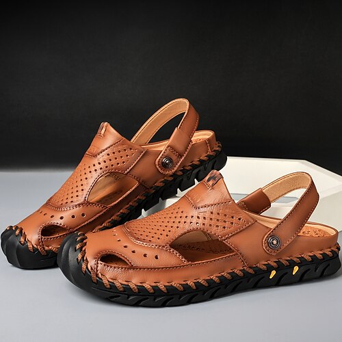 Men's Sandals Crib Shoes Slingback Sandals Casual Athletic Walking Shoes Nappa Leather Light Brown Dark Brown Black Summer
Men's Sandals Crib Shoes Slingback Sandals Casual Athletic Walking Shoes Nappa Leather Light Brown Dark Brown Black Summer