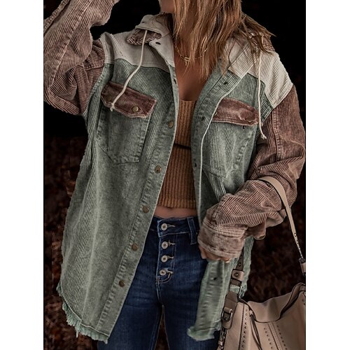 Women's Denim Jacket Hoodie Jacket Warm Daily Patchwork Single Breasted Turndown Casual Shacket Color Block Regular Fit Outerwear Long Sleeve Spring Green Khaki S M L XL
Women's Denim Jacket Hoodie Jacket Warm Daily Patchwork Single Breasted Turndown Casual Shacket Color Block Regular Fit Outerwear Long Sleeve Spring Green Khaki S M L XL