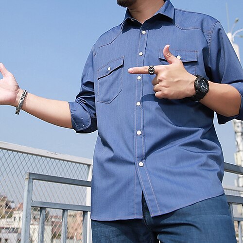 camisa de los hombres de color sólido turndown street casual con botones de manga larga tops moda transpirable cómodo azul real azul claro camisas de verano
camisa de los hombres de color sólido turndown street casual con botones de manga larga tops moda transpirable cómodo azul real azul claro camisas de verano