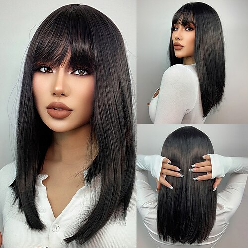 Straight Black Bob Synthetic Wig with Bangs Short Honey Brown Wigs for Woman Auburn Natural Hair Daily Wig Heat Resistant
Straight Black Bob Synthetic Wig with Bangs Short Honey Brown Wigs for Woman Auburn Natural Hair Daily Wig Heat Resistant