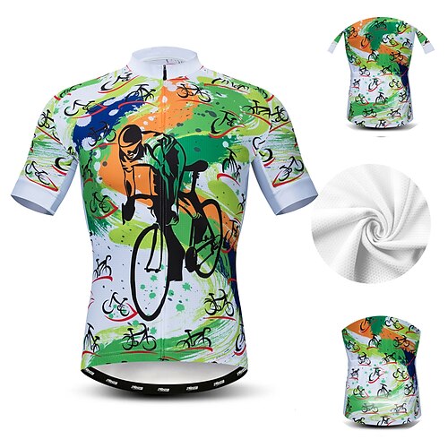 21Grams Men's Cycling Jersey Short Sleeve Bike Jersey Top with 3 Rear Pockets Mountain Bike MTB Road Bike Cycling Breathable Quick Dry Moisture Wicking Front Zipper Green Dark Green Sky Blue Graffiti
21Grams Men's Cycling Jersey Short Sleeve Bike Jersey Top with 3 Rear Pockets Mountain Bike MTB Road Bike Cycling Breathable Quick Dry Moisture Wicking Front Zipper Green Dark Green Sky Blue Graffiti