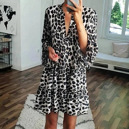 Women's Gray White Long Sleeve Leopard Print Winter Fall Autumn V Neck Modern Loose Fit 2022 S M L XL XXL
Women's Gray White Long Sleeve Leopard Print Winter Fall Autumn V Neck Modern Loose Fit 2022 S M L XL XXL