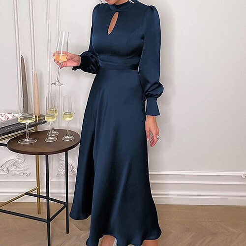 Women's A Line Dress Midi Dress Dark Blue Long Sleeve Pure Color Hollow Out Fall Spring Crew Neck Elegant Vintage Classic Party 2022 S M L
Women's A Line Dress Midi Dress Dark Blue Long Sleeve Pure Color Hollow Out Fall Spring Crew Neck Elegant Vintage Classic Party 2022 S M L