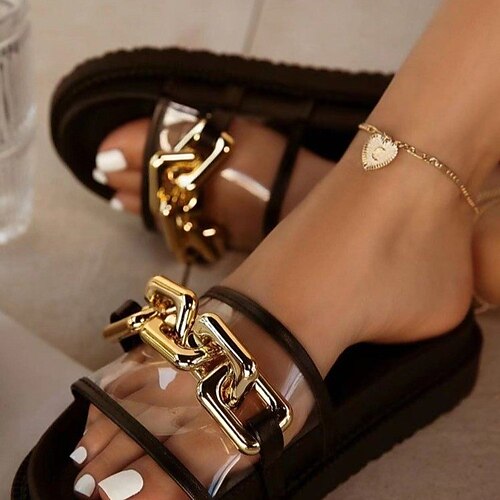 Damen Pantoffeln Hausschuhe im Freien Täglich Sommer Flacher Absatz Runde Zehe Casual PVC Halbschuhe Einfarbig Schwarz Weiß Gold
Damen Pantoffeln Hausschuhe im Freien Täglich Sommer Flacher Absatz Runde Zehe Casual PVC Halbschuhe Einfarbig Schwarz Weiß Gold