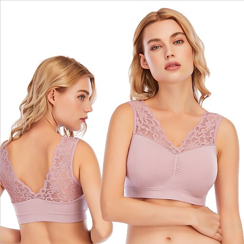 Women's Deep V Sports Bra Medium Support Summer Lace Patchwork Solid Color White Black Spandex Yoga Fitness Gym Workout Bra Top Sport Activewear Breathable Quick Dry Comfortable Micro-elastic
Women's Deep V Sports Bra Medium Support Summer Lace Patchwork Solid Color White Black Spandex Yoga Fitness Gym Workout Bra Top Sport Activewear Breathable Quick Dry Comfortable Micro-elastic