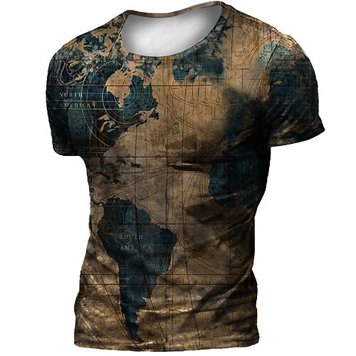 Men's Unisex T shirt 3D Print Map Graphic Prints Crew Neck Street Daily Print Short Sleeve Tops Casual Vintage Designer Big and Tall Blue Brown
Men's Unisex T shirt 3D Print Map Graphic Prints Crew Neck Street Daily Print Short Sleeve Tops Casual Vintage Designer Big and Tall Blue Brown