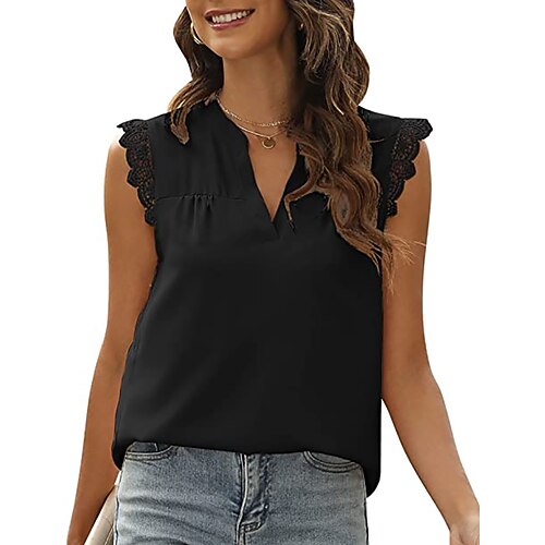 Women's Blouse Shirt Camis Blue Pink Light Brown Plain Ruffle Lettuce Trim Sleeveless V Neck S
Women's Blouse Shirt Camis Blue Pink Light Brown Plain Ruffle Lettuce Trim Sleeveless V Neck S