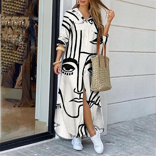 Women's Shirt Dress Long Dress Maxi Dress Black Blue Yellow Long Sleeve Print Winter Fall Autumn Shirt Collar Winter Dress Fall Dress 2022 S M L XL XXL
Women's Shirt Dress Long Dress Maxi Dress Black Blue Yellow Long Sleeve Print Winter Fall Autumn Shirt Collar Winter Dress Fall Dress 2022 S M L XL XXL