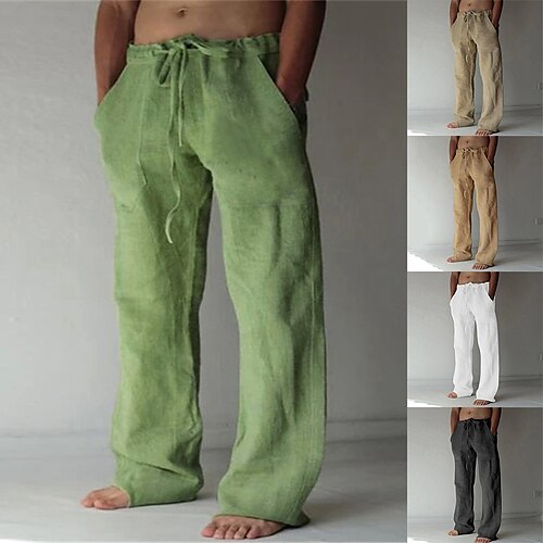 Men's Solid Color Casual Pants Fashion Straight-Leg Trousers Baggy Pants With Pockets Drawstring Elastic Waist Design Beach Pants Daily Yoga Cotton Blend Comfort Soft Mid Waist Green White Khaki 3XL
Men's Solid Color Casual Pants Fashion Straight-Leg Trousers Baggy Pants With Pockets Drawstring Elastic Waist Design Beach Pants Daily Yoga Cotton Blend Comfort Soft Mid Waist Green White Khaki 3XL