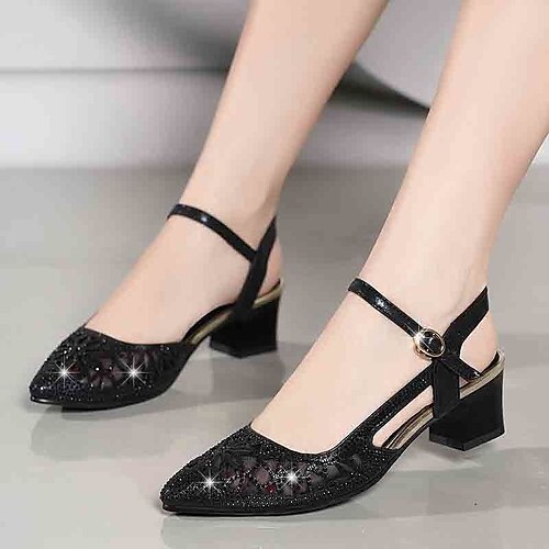 Women's Sandals Summer Chunky Heel Pointed Toe Elegant PU Leather Ankle Strap Solid Colored Black Gold
Women's Sandals Summer Chunky Heel Pointed Toe Elegant PU Leather Ankle Strap Solid Colored Black Gold