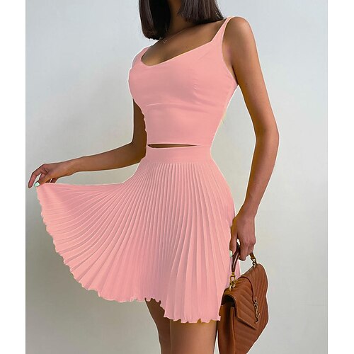 Women's Crop Top Tank Top Skirt Sets Basic Pink Yellow Casual Vacation Plain Pleated V Neck S M L XL
Women's Crop Top Tank Top Skirt Sets Basic Pink Yellow Casual Vacation Plain Pleated V Neck S M L XL