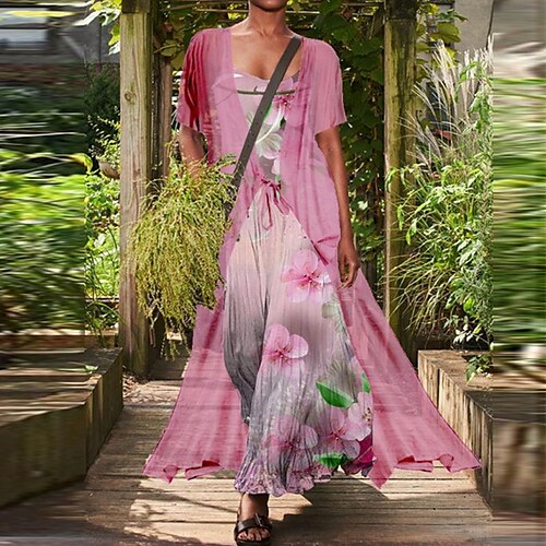Women's Dress Set Two Piece Dress Swing Dress Long Dress Maxi Dress Purple Pink Dark Green Short Sleeve Floral Print Spring Summer Crew Neck Weekend Loose Fit 2022 S M L XL XXL 3XL 4XL 5XL
Women's Dress Set Two Piece Dress Swing Dress Long Dress Maxi Dress Purple Pink Dark Green Short Sleeve Floral Print Spring Summer Crew Neck Weekend Loose Fit 2022 S M L XL XXL 3XL 4XL 5XL