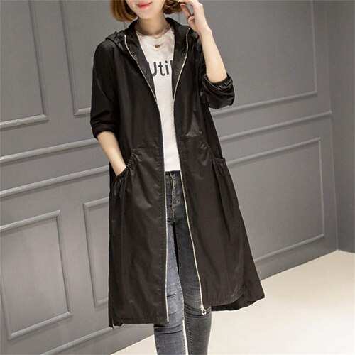 Women's Trench Coat Hoodie Jacket Outdoor Street Daily Spring Summer Long Coat Regular Fit Windproof Breathable Casual Jacket Long Sleeve Solid Color Full Zip Black Yellow Dusty Blue
Women's Trench Coat Hoodie Jacket Outdoor Street Daily Spring Summer Long Coat Regular Fit Windproof Breathable Casual Jacket Long Sleeve Solid Color Full Zip Black Yellow Dusty Blue