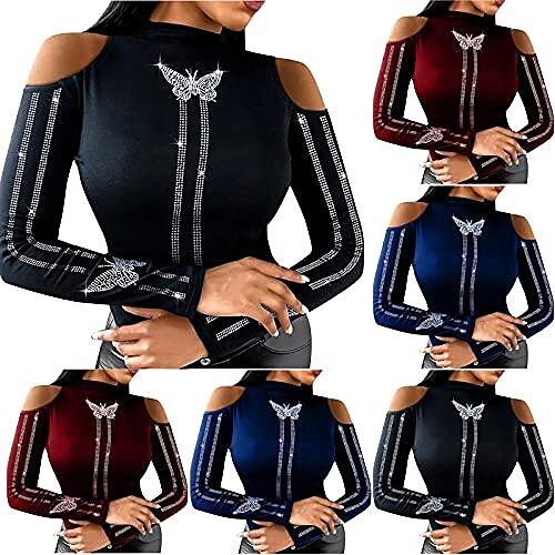 Rhinestones Sparkle Tops for Womens Sexy Cold Shoulder Tunic Tops Long Sleeve Crewneck Blouse Sequin Graphic Pullover
Rhinestones Sparkle Tops for Womens Sexy Cold Shoulder Tunic Tops Long Sleeve Crewneck Blouse Sequin Graphic Pullover