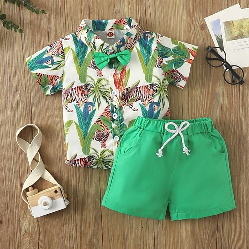 2 Pieces Kids Boys Shirt & Shorts Clothing Set Outfit Animal Giraffe Tiger Short Sleeve Bow Set Outdoor Daily Casual Spring Summer 1-5 Years Green Beige
2 Pieces Kids Boys Shirt & Shorts Clothing Set Outfit Animal Giraffe Tiger Short Sleeve Bow Set Outdoor Daily Casual Spring Summer 1-5 Years Green Beige