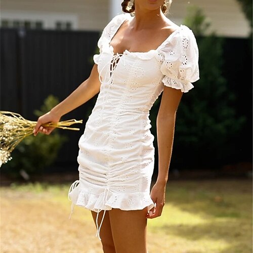 Mulheres Tubinho Vestido da bainha Vestido branco Minivestido Branco Manga Curta Cor imaculada Frente Única Primavera Verão Decote Quadrado Férias Ajuste Largo 2023 S M L XL
Mulheres Tubinho Vestido da bainha Vestido branco Minivestido Branco Manga Curta Cor imaculada Frente Única Primavera Verão Decote Quadrado Férias Ajuste Largo 2023 S M L XL