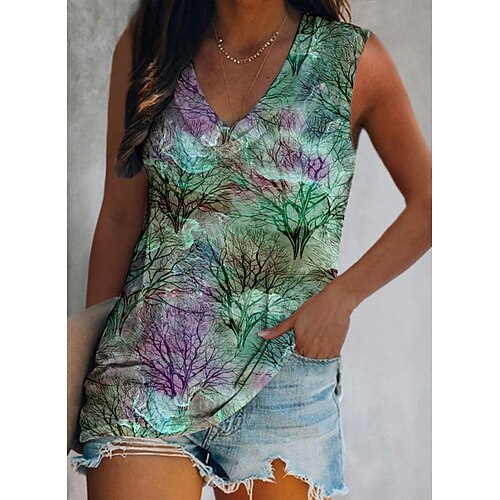 Women's Tank Top Vest Green Blue Purple Tree Print Sleeveless Daily Weekend Streetwear Casual V Neck Regular Floral S / 3D Print
Women's Tank Top Vest Green Blue Purple Tree Print Sleeveless Daily Weekend Streetwear Casual V Neck Regular Floral S / 3D Print