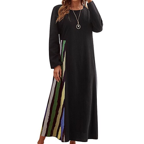 Women's Casual Dress Maxi long Dress Black Long Sleeve Striped Print Spring Summer Crew Neck Casual 2022 S M L XL XXL
Women's Casual Dress Maxi long Dress Black Long Sleeve Striped Print Spring Summer Crew Neck Casual 2022 S M L XL XXL