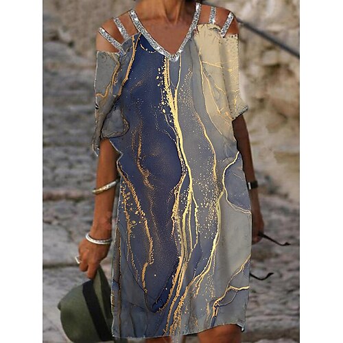 Women's Casual Dress Midi Dress Blue Half Sleeve Sequins Fall Spring Autumn V Neck 2022 S M L XL XXL 3XL
Women's Casual Dress Midi Dress Blue Half Sleeve Sequins Fall Spring Autumn V Neck 2022 S M L XL XXL 3XL